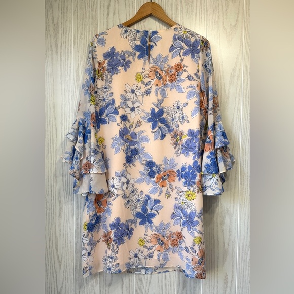 Nanette Lepore Pink Floral Bella Donna Ruffle Sleeve Shift Dress - Size 10 - Picture 4 of 4
